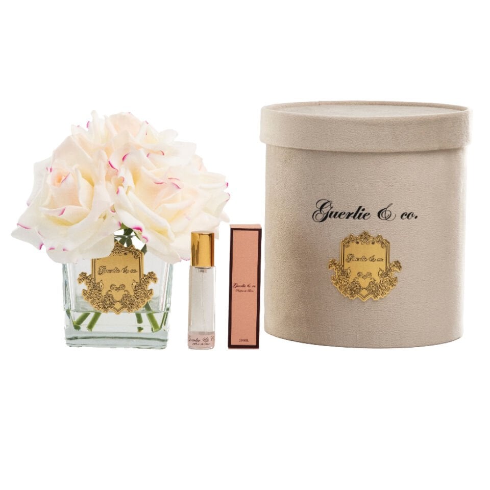 Guerlie&co. Krem Pembe 5 Gül Kare Cam Gold