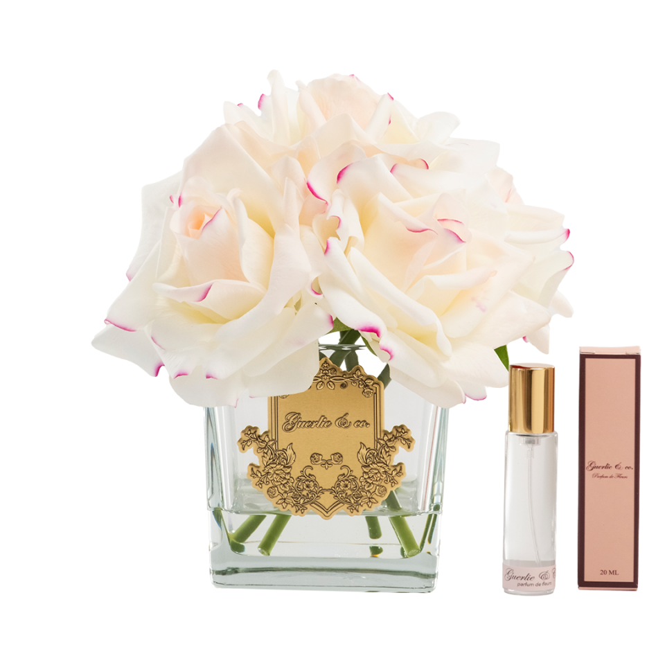 Guerlie&co. Krem Pembe 5 Gül Kare Cam Gold