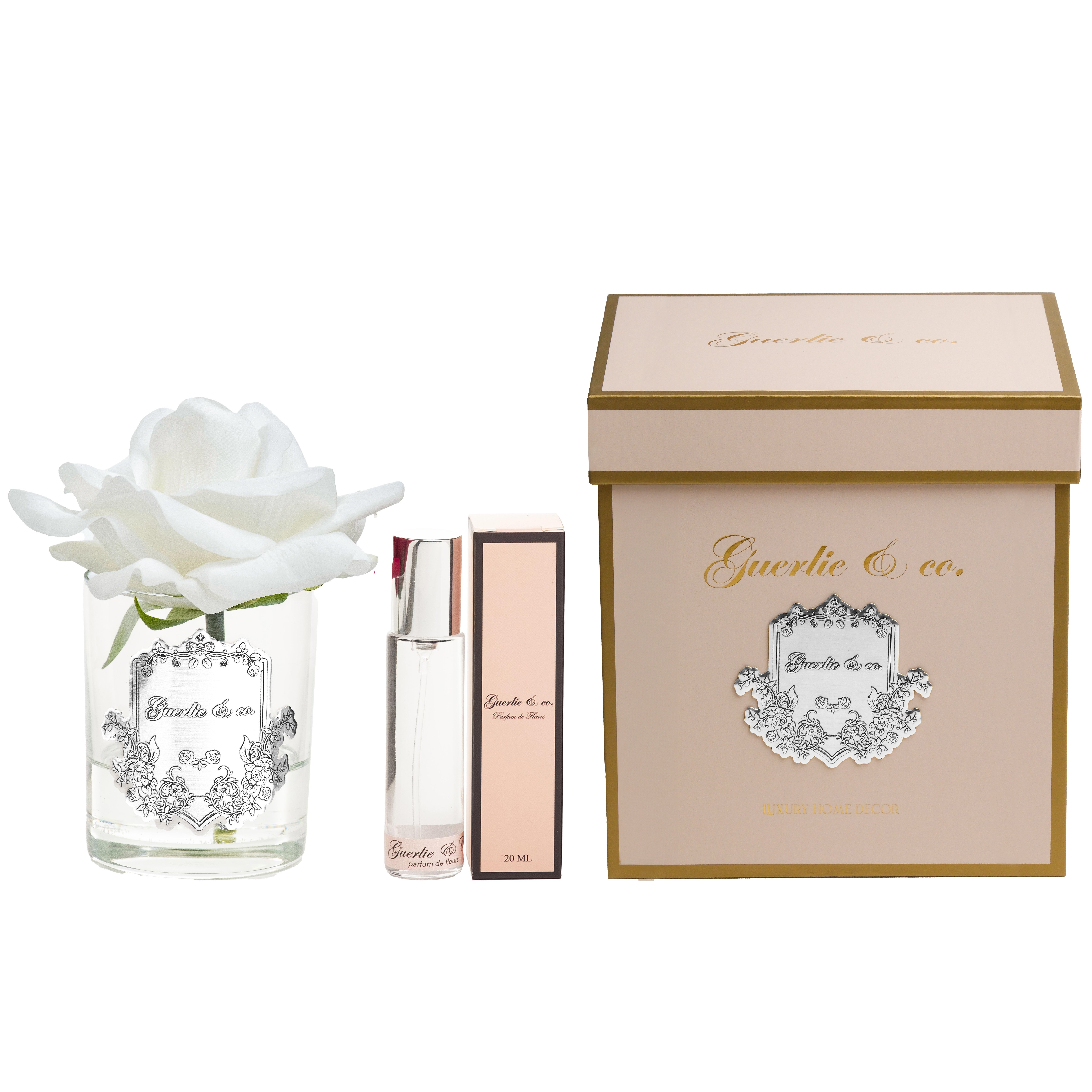 Guerlie&co. Beyaz Tek Gül Gümüş