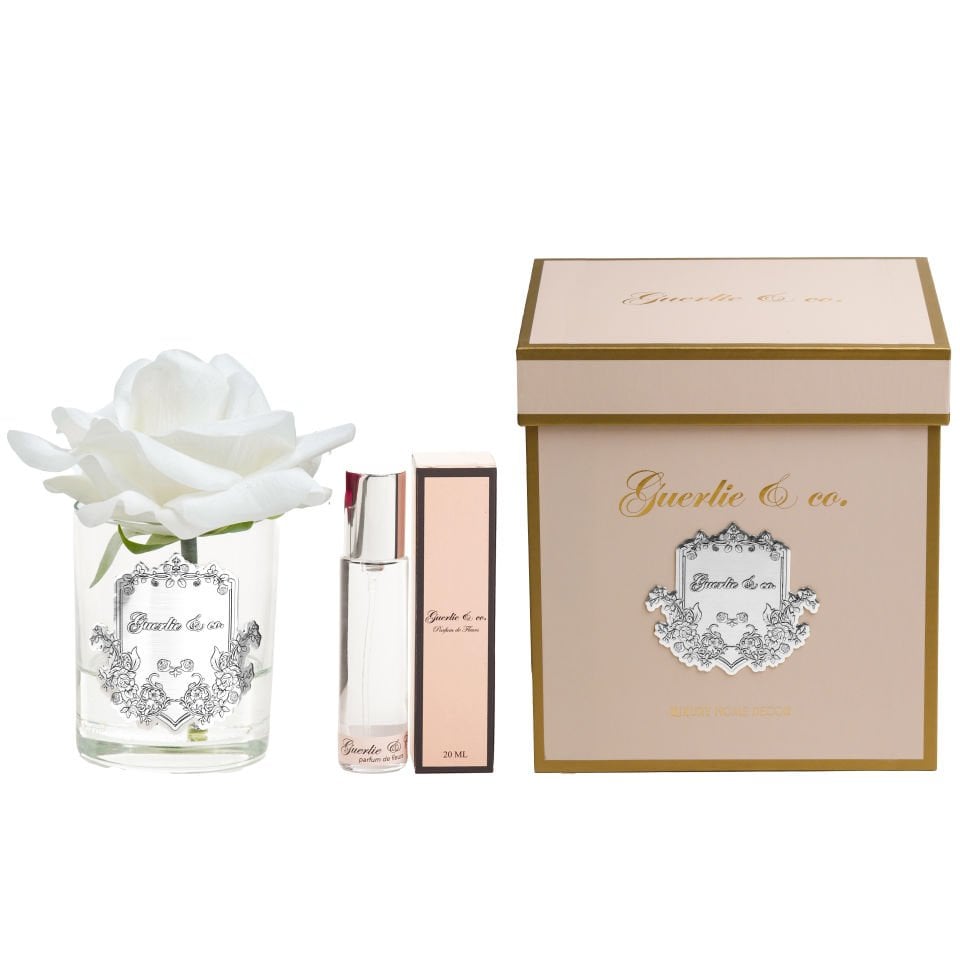 Guerlie&co. Beyaz Tek Gül Gümüş