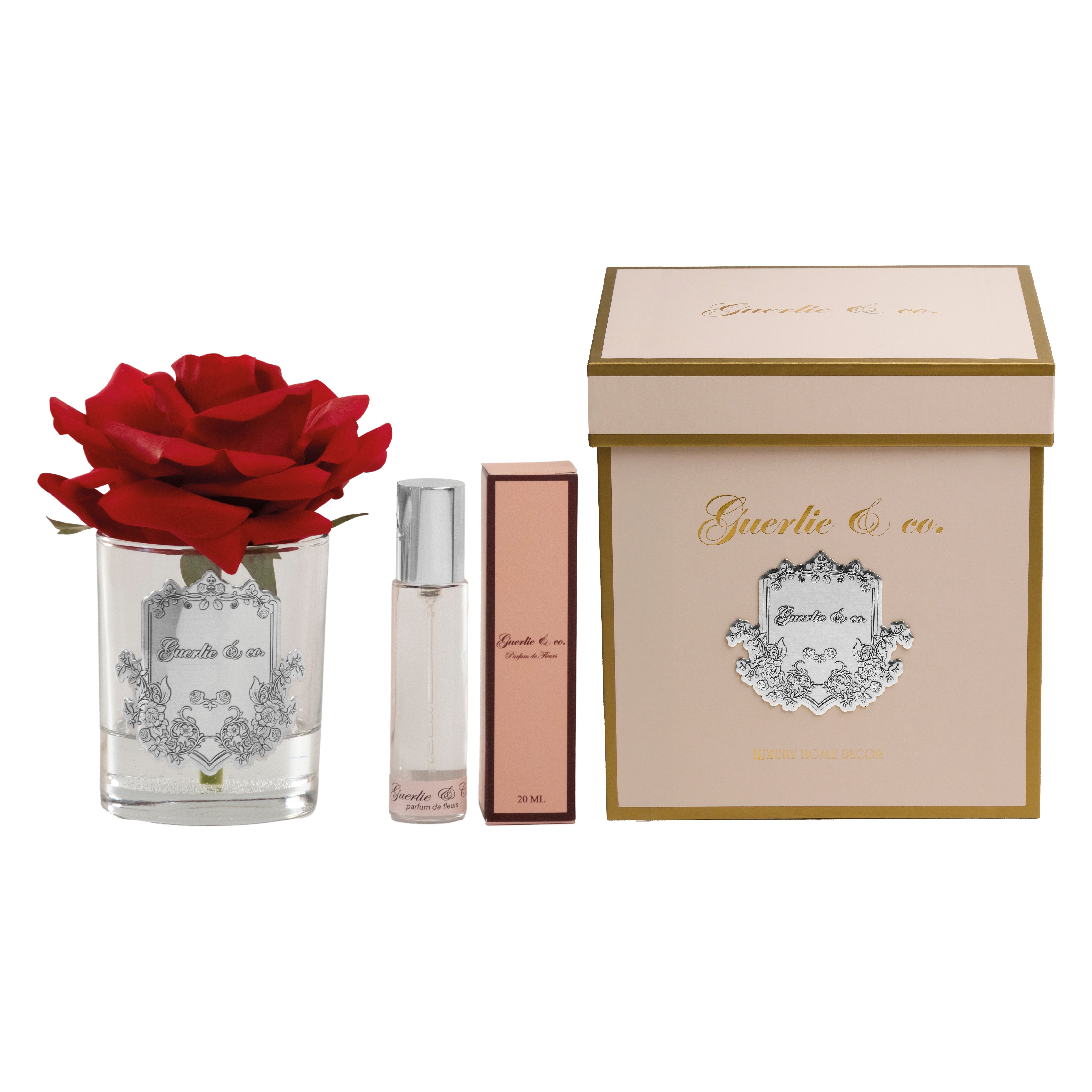 Guerlie&co. Claret Red Single Rose Silver