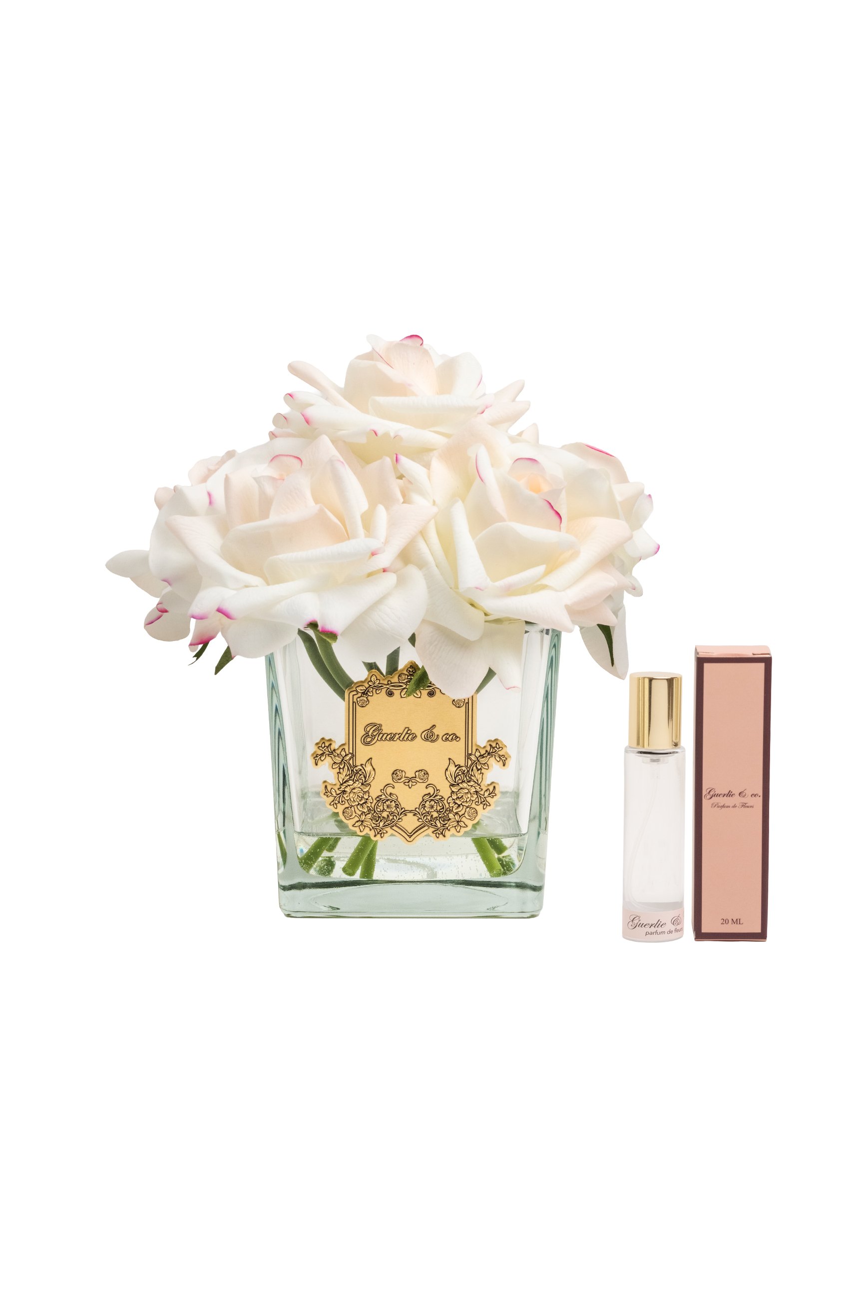 Guerlie&co. Krem Pembe 7 Gül Kare Cam Gold