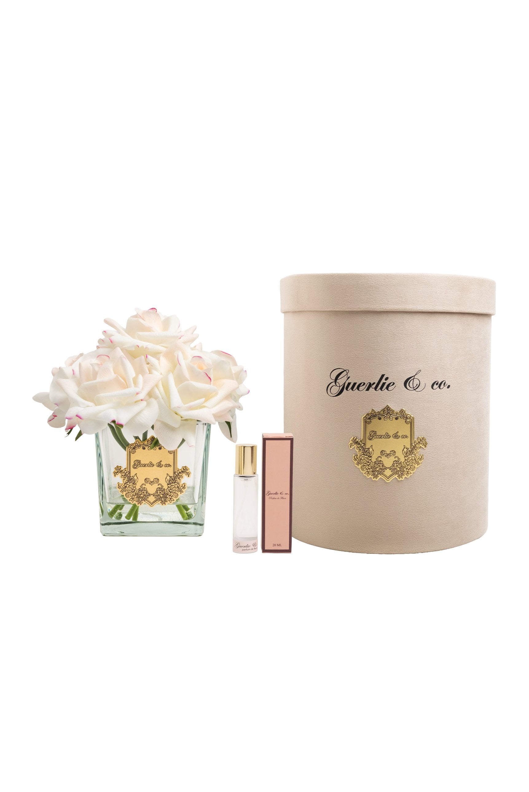 Guerlie&co. Krem Pembe 7 Gül Kare Cam Gold