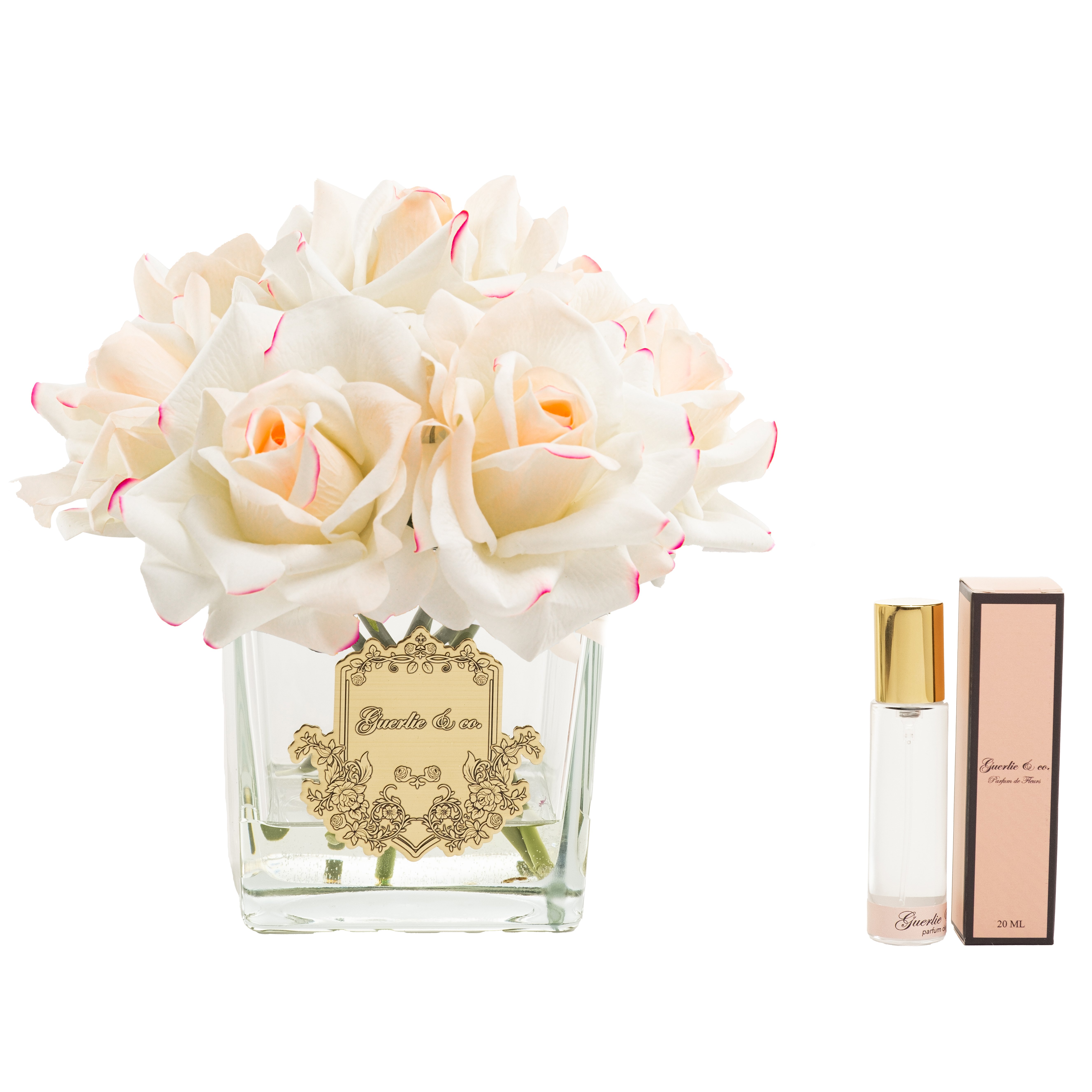 Guerlie&co. Krem Pembe 7 Gül Kare Cam Gold