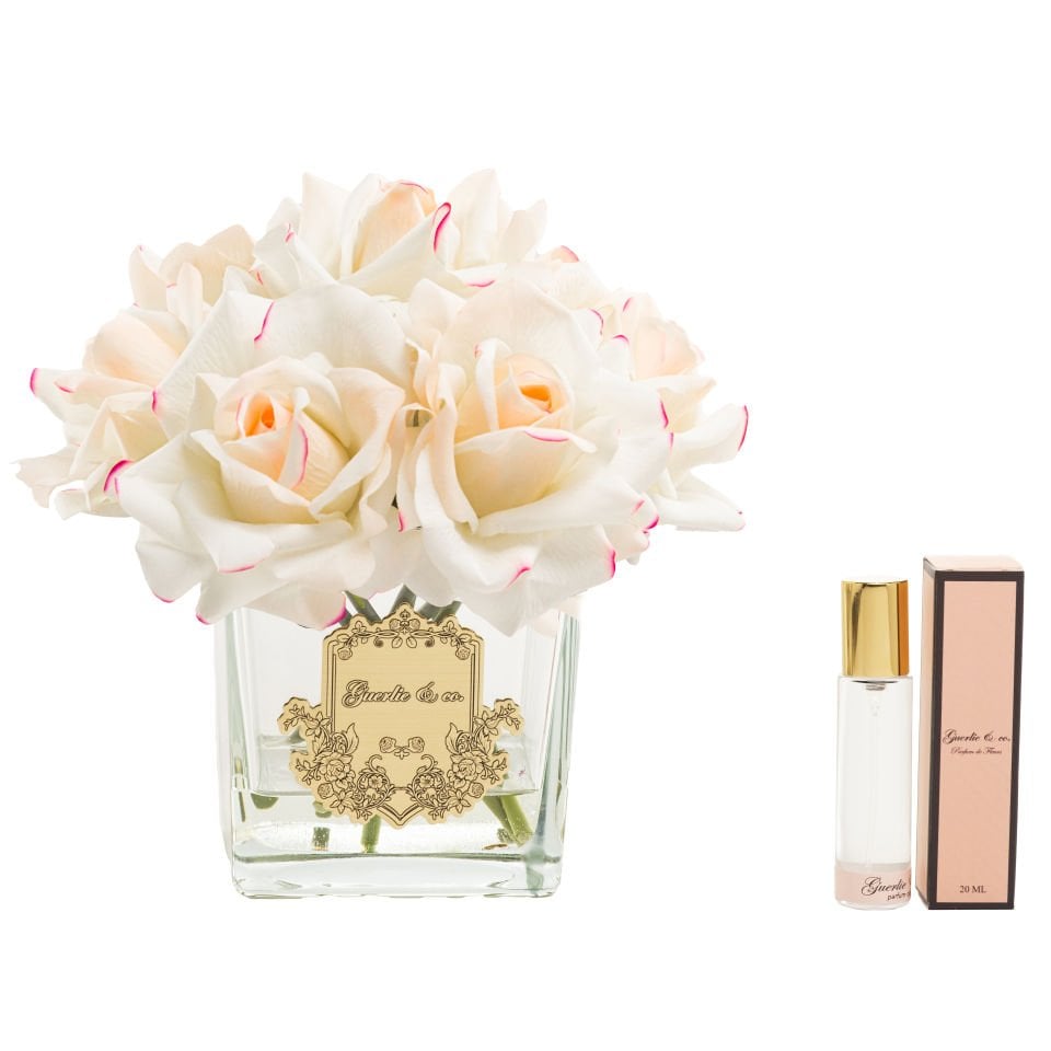 Guerlie&co. Krem Pembe 7 Gül Kare Cam Gold