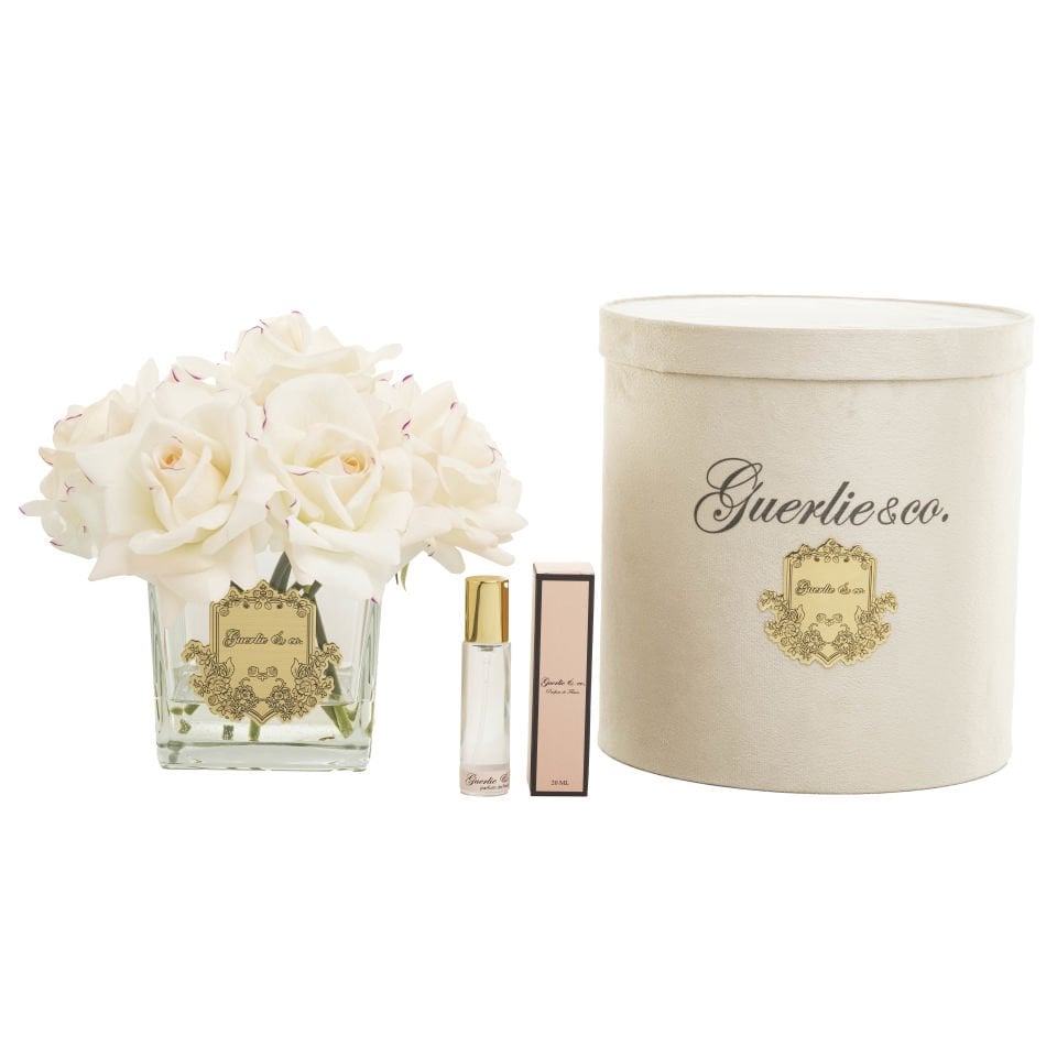 Guerlie&co. Krem Pembe 7 Gül Kare Cam Gold