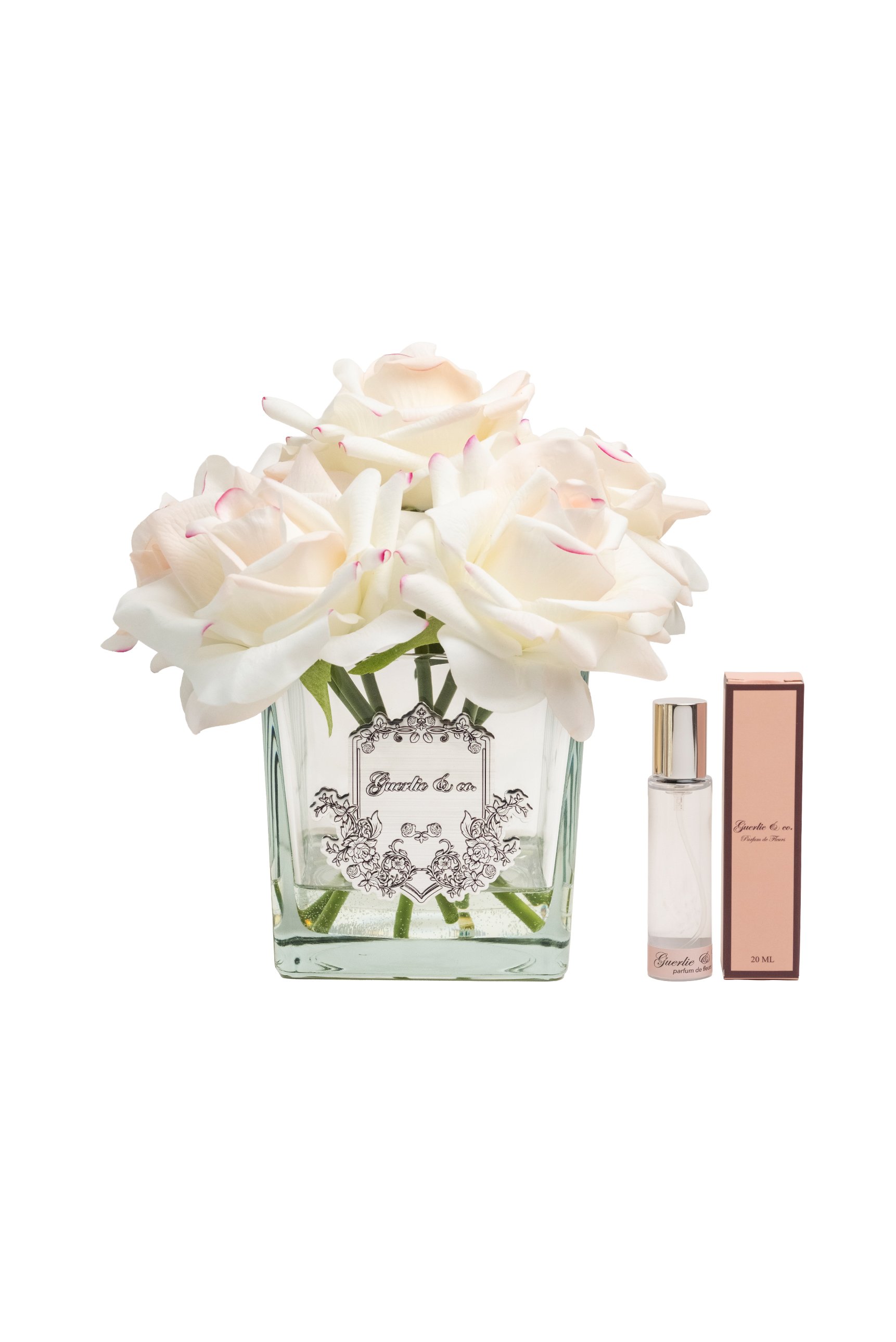 Guerlie&co. Krem Pembe 7 Gül Kare Cam Gümüş