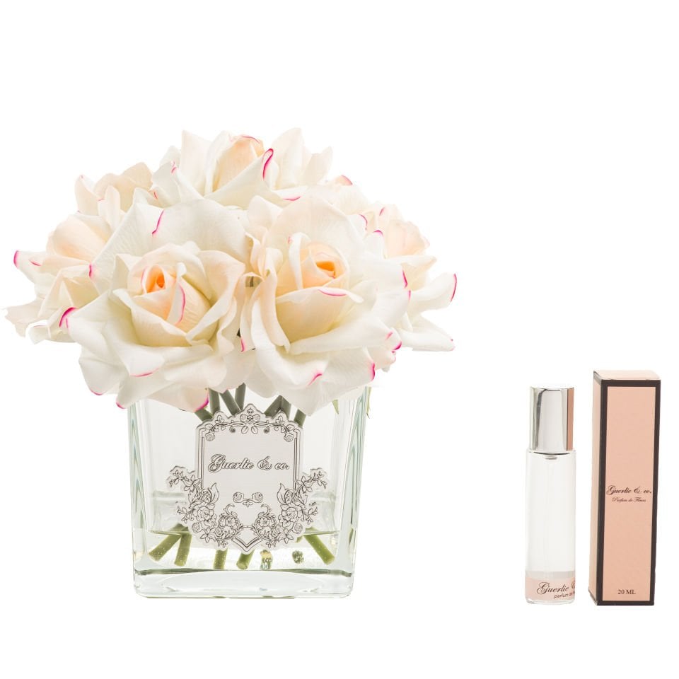 Guerlie&co. Krem Pembe 7 Gül Kare Cam Gümüş