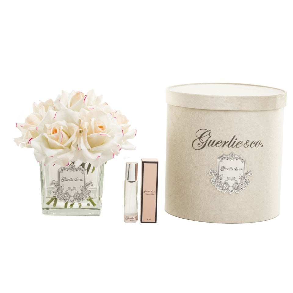 Guerlie&co. Krem Pembe 7 Gül Kare Cam Gümüş