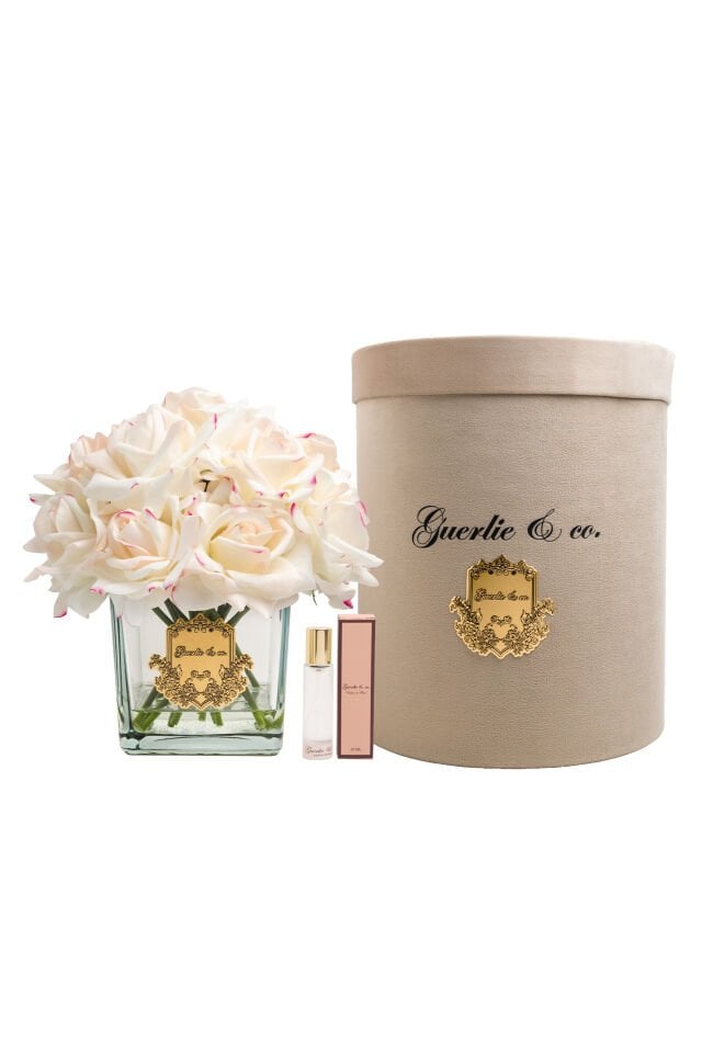 Guerlie&co. Krem Pembe 15 Gül Kare Cam Gold