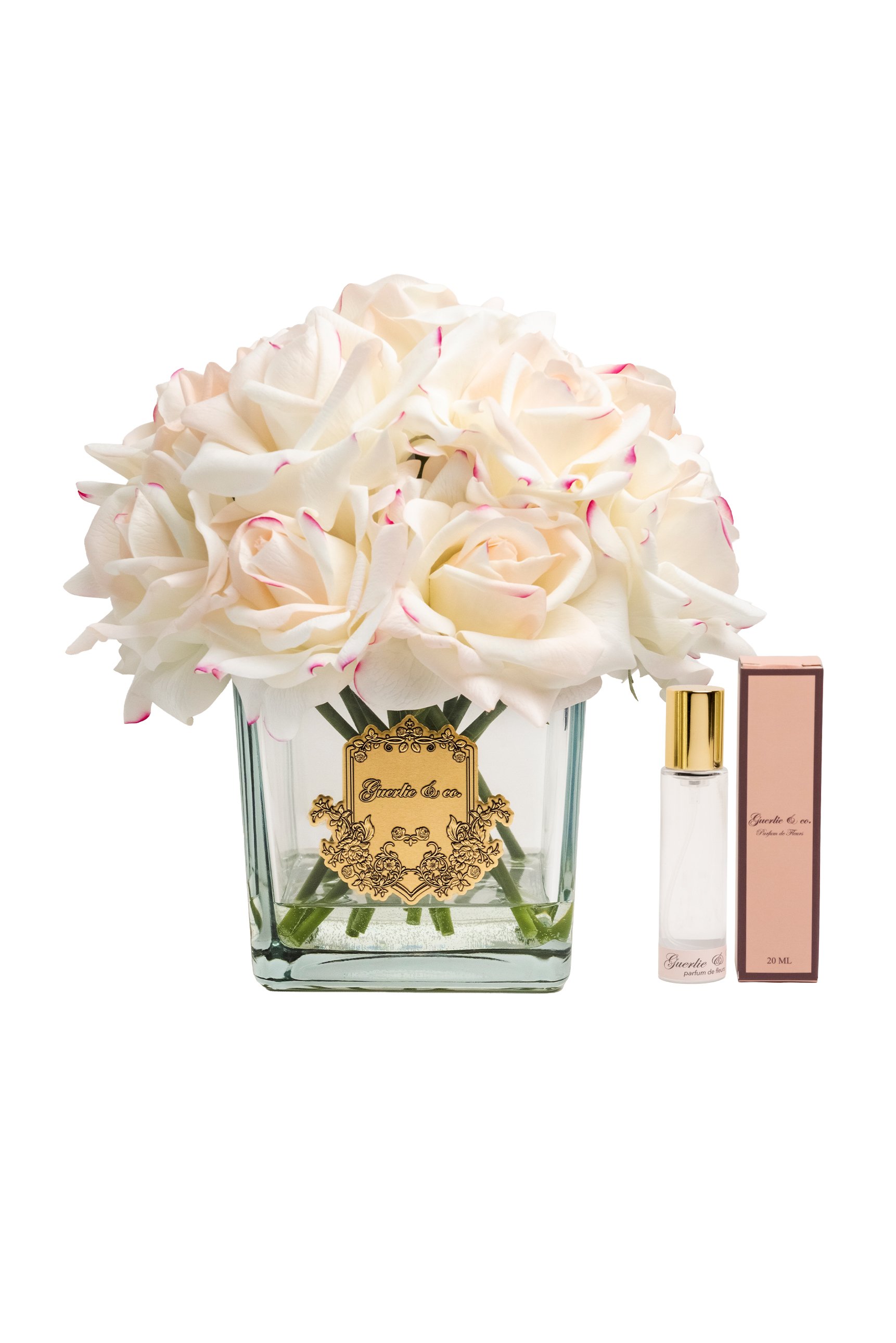 Guerlie&co. Krem Pembe 15 Gül Kare Cam Gold