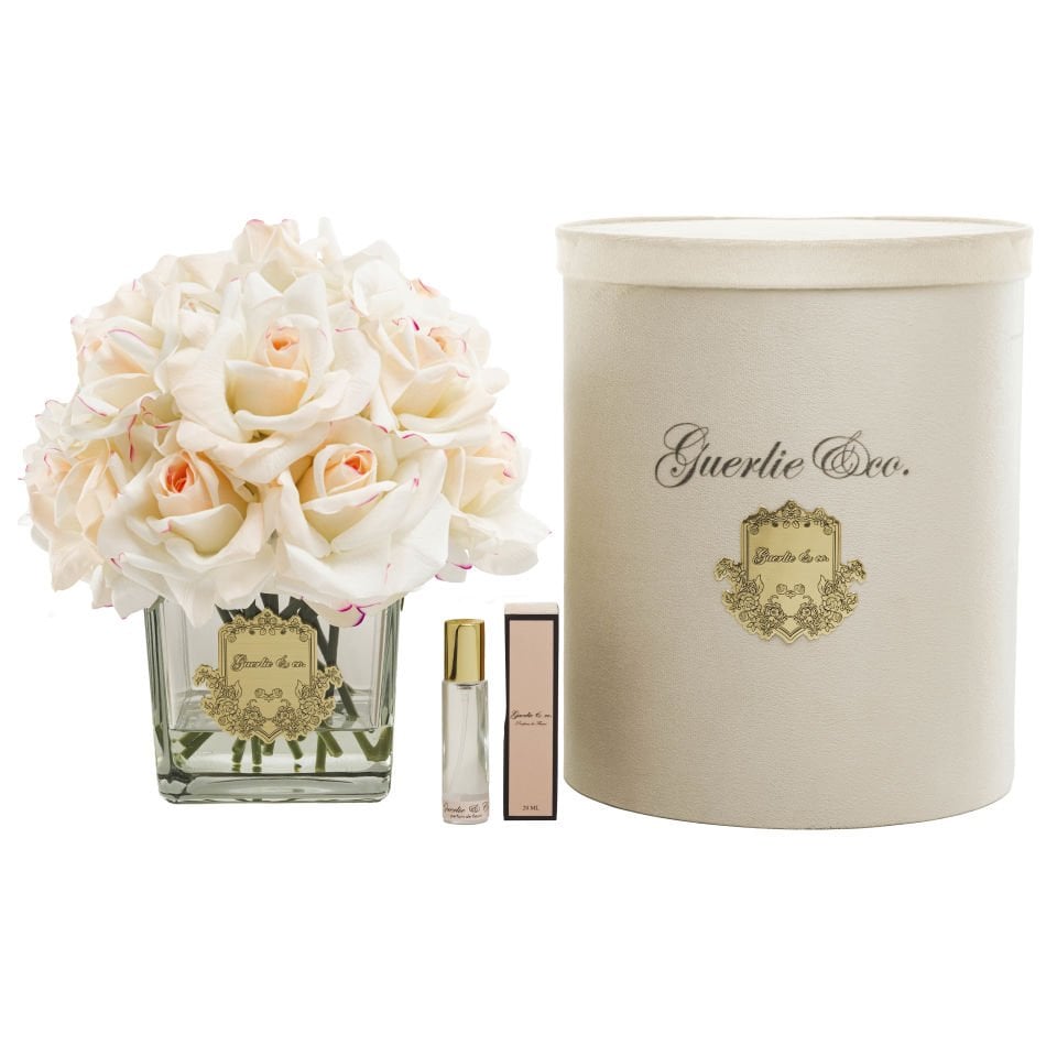 Guerlie&co. Krem Pembe 15 Gül Kare Cam Gold