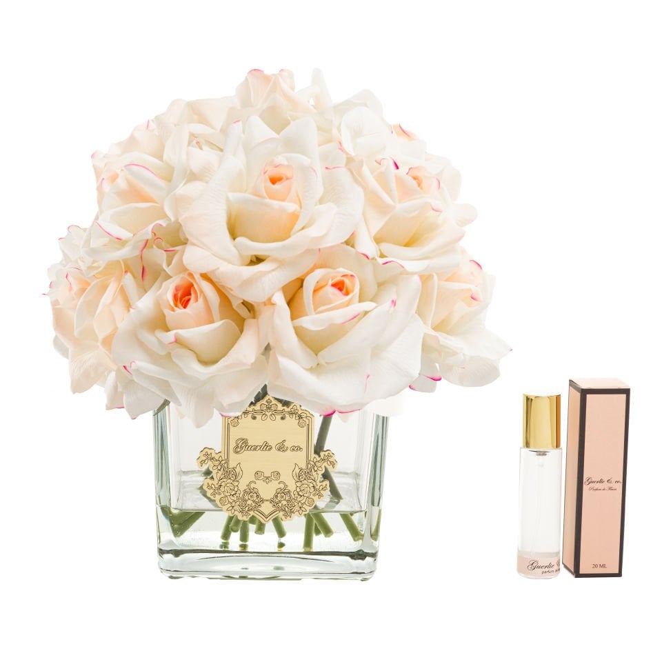 Guerlie&co. Cream Pink 15 Roses Square Glass Gold
