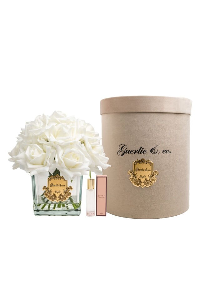 Guerlie&co. Beyaz 15 Gül Kare Cam Gold