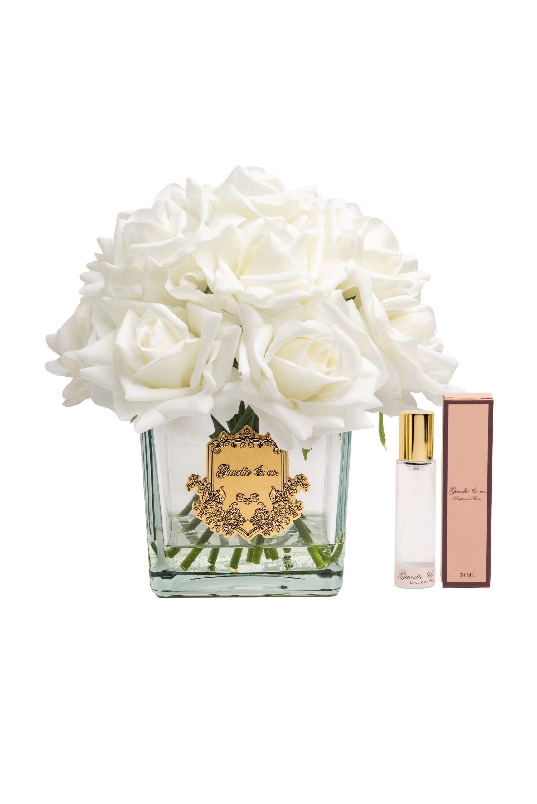 Guerlie&co. Beyaz 15 Gül Kare Cam Gold