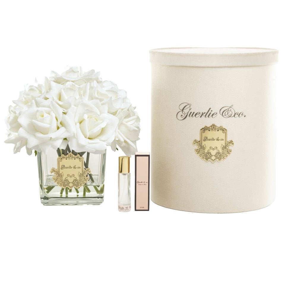 Guerlie&co. Beyaz 15 Gül Kare Cam Gold