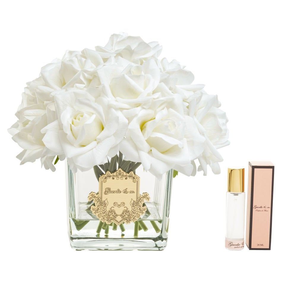 Guerlie&co. Beyaz 15 Gül Kare Cam Gold