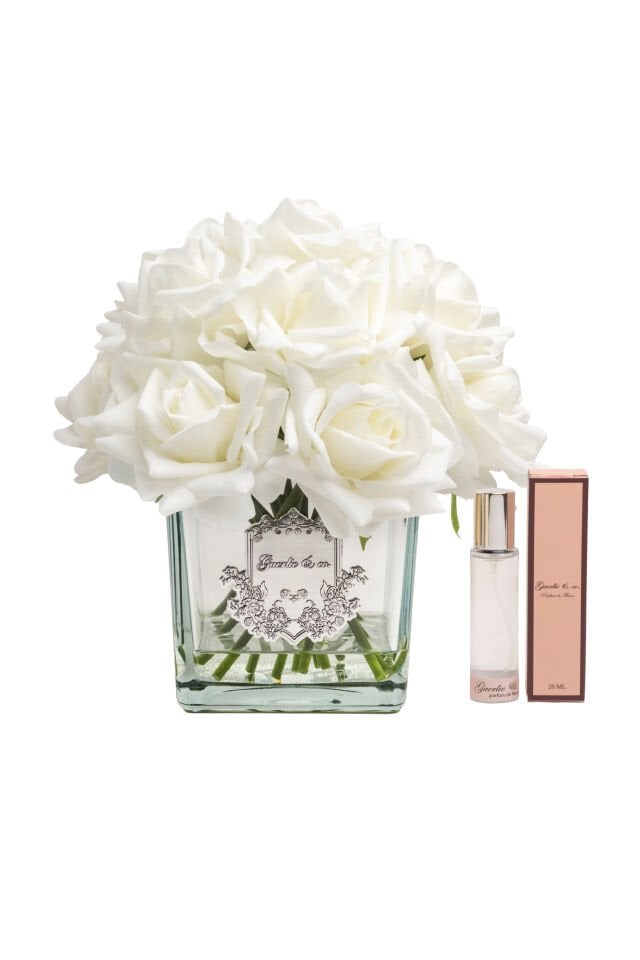 Guerlie&co. Beyaz 15 Gül Kare Cam Gümüş