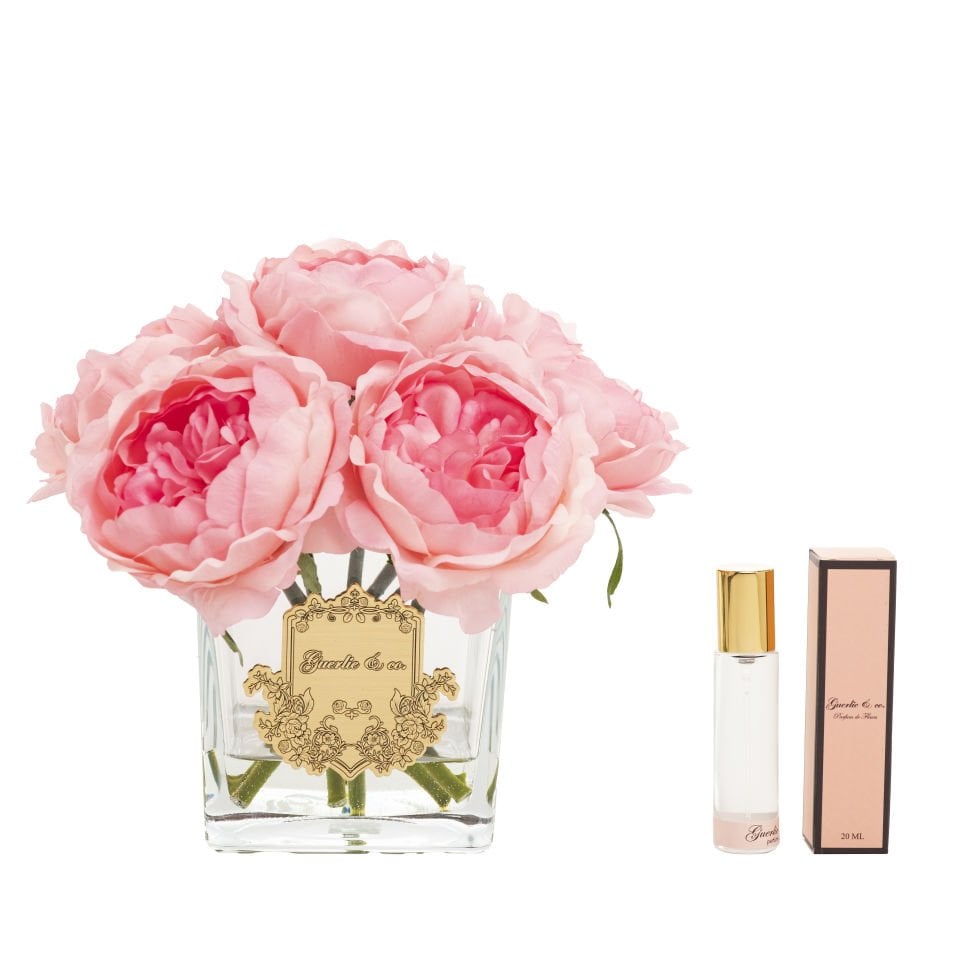 Guerlie&co. Pink 7-piece Peony Square Glass Gold