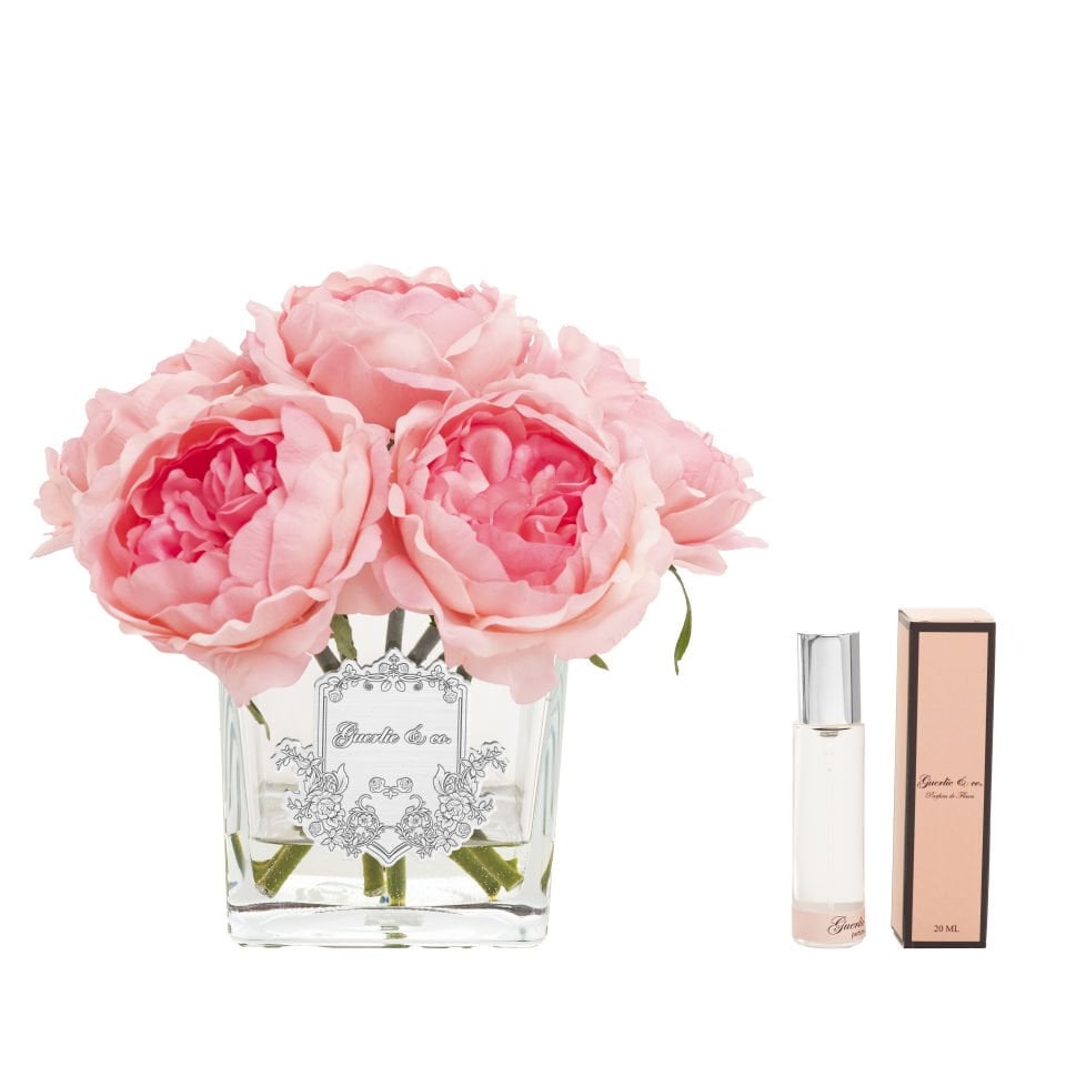 Guerlie&co. Pink 7-piece Peony Square Glass Silver