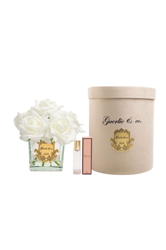 Guerlie&co. Beyaz 7 Gül Kare Cam Gold