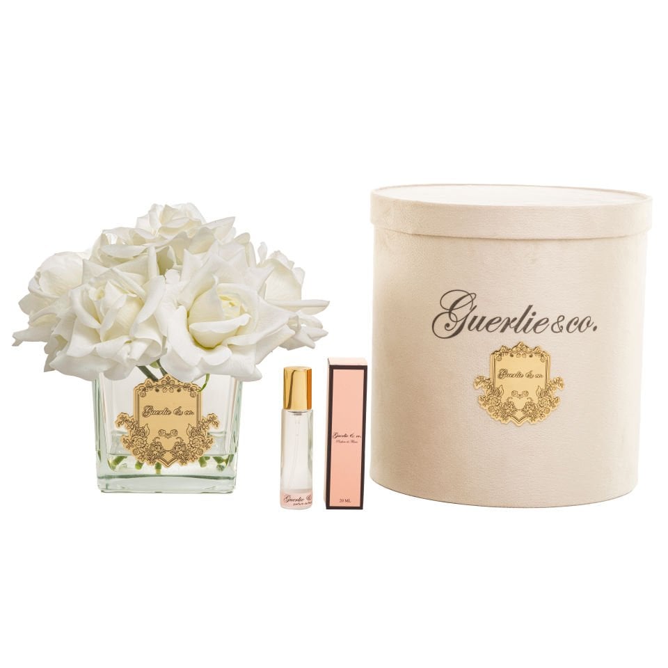 Guerlie&co. Beyaz 7 Gül Kare Cam Gold