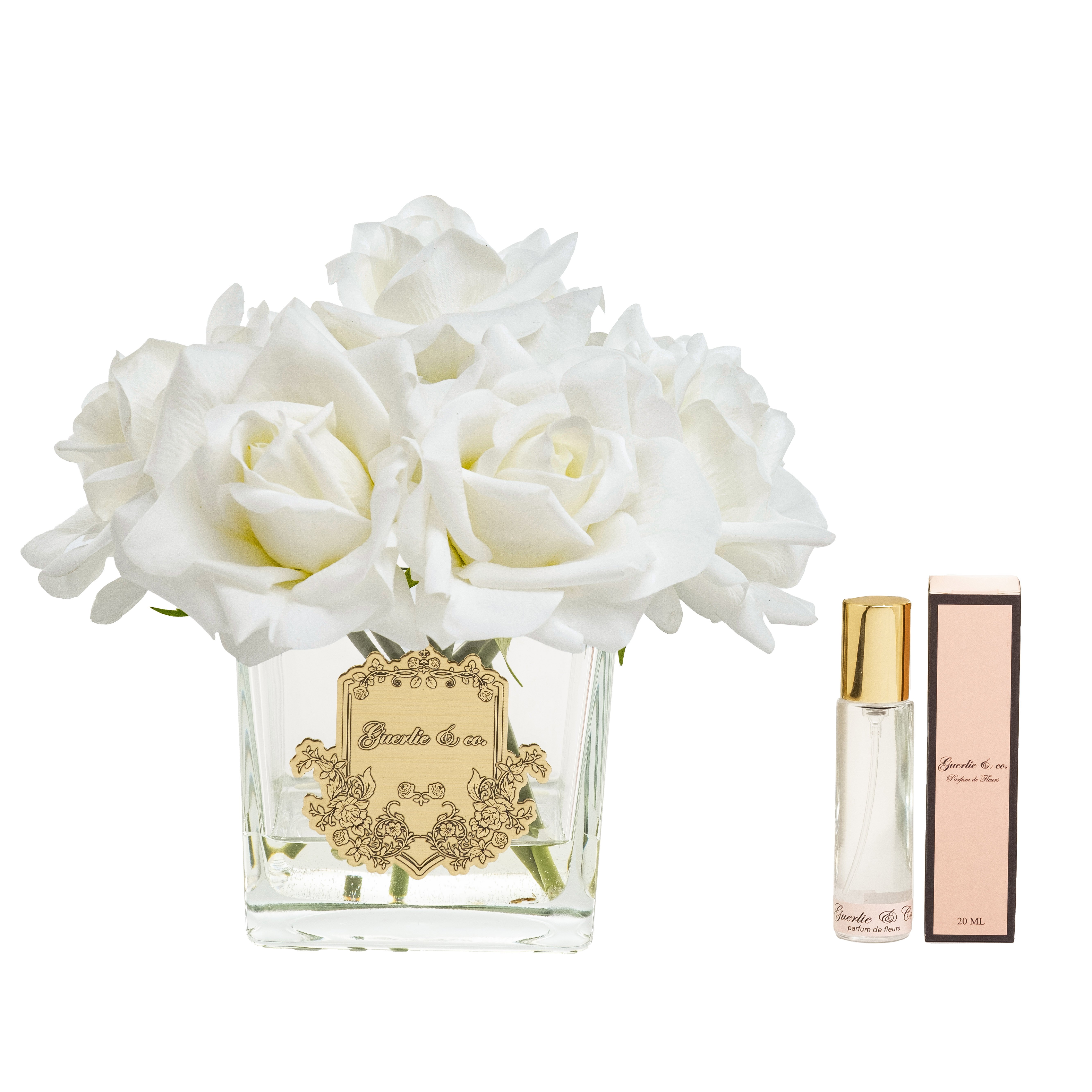 Guerlie&co. Beyaz 7 Gül Kare Cam Gold