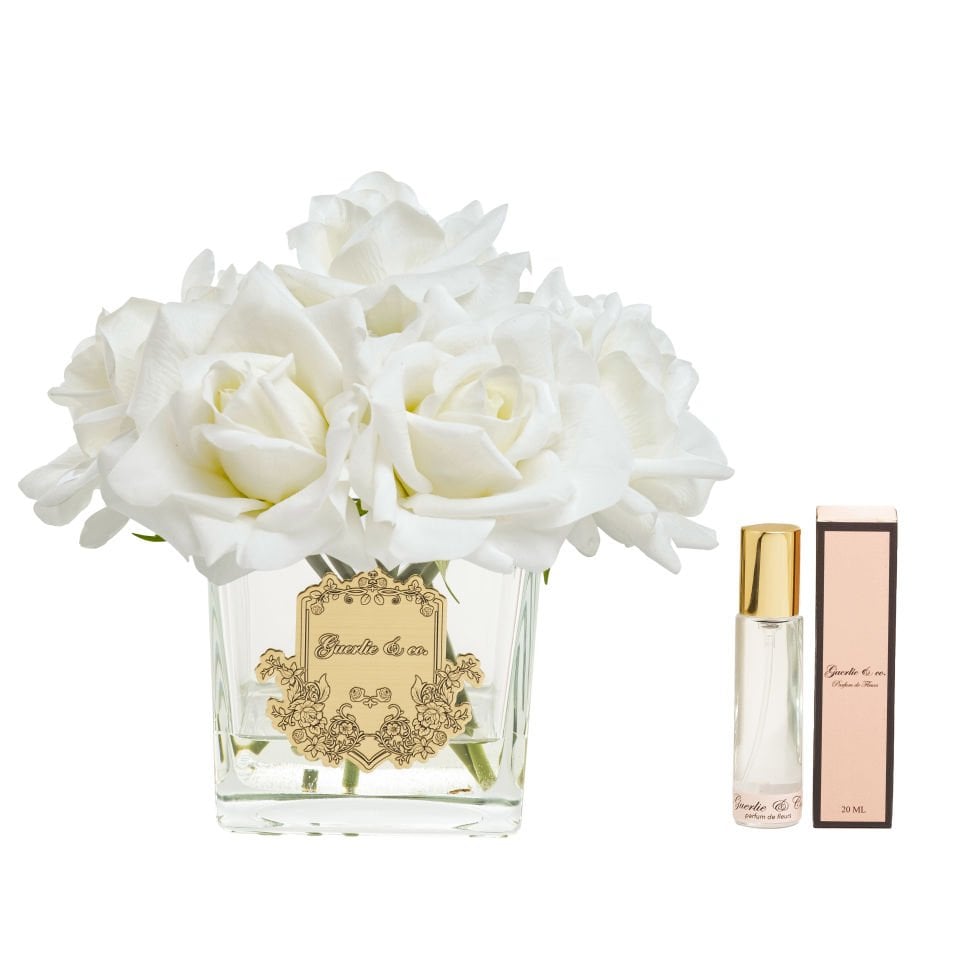 Guerlie&co. Beyaz 7 Gül Kare Cam Gold