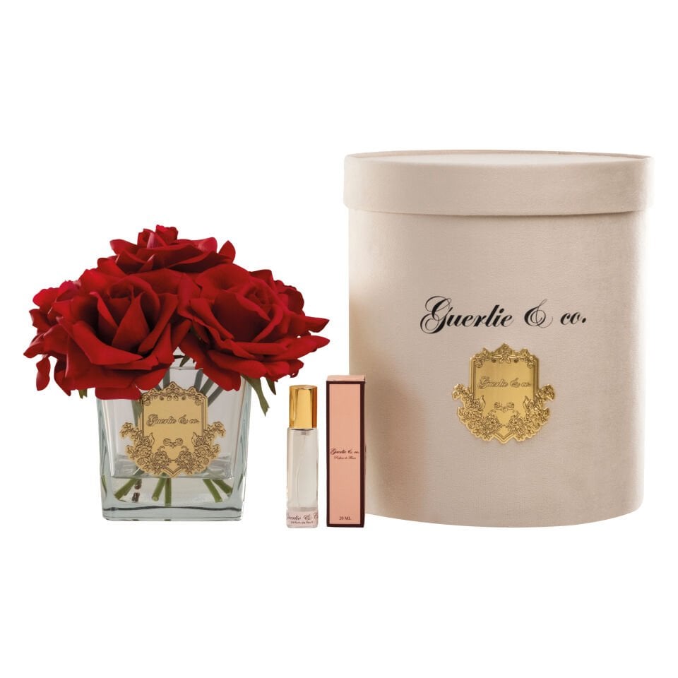 Guerlie&co. Kırmızı 7 Gül Kare Cam Gold