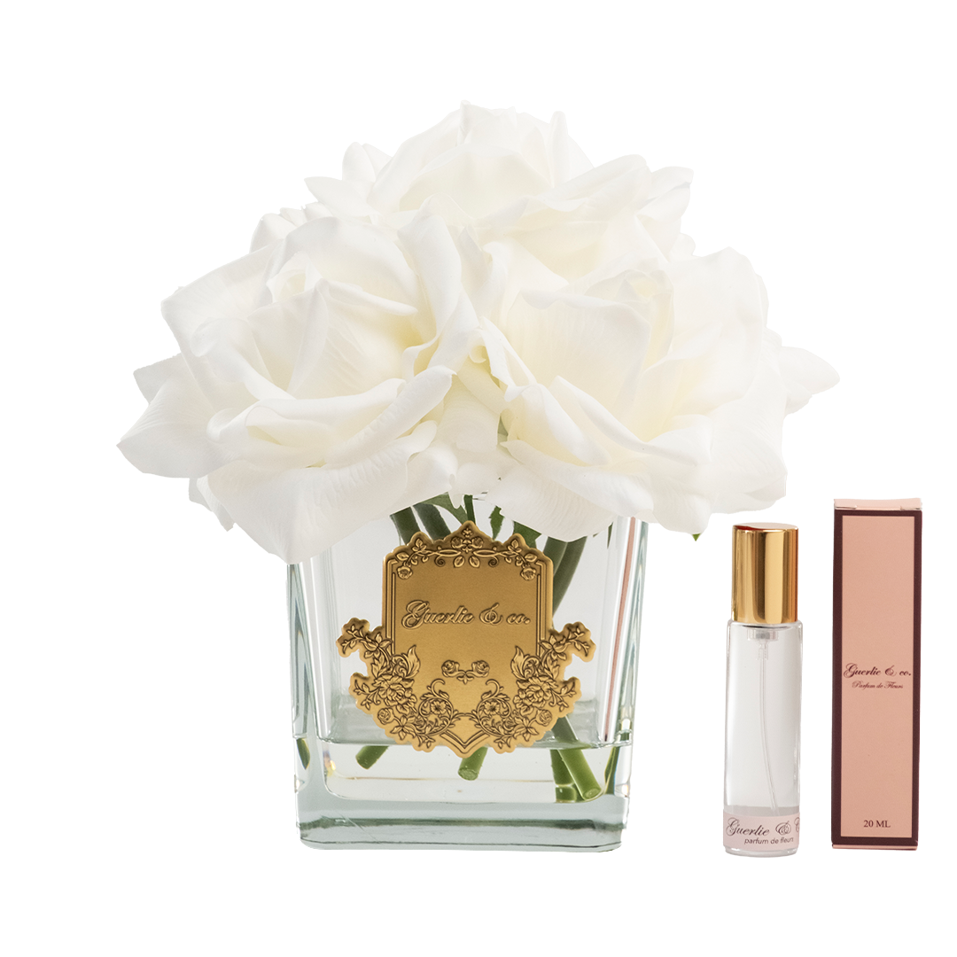 Guerlie&co. Beyaz 5 Gül Kare Cam Gold