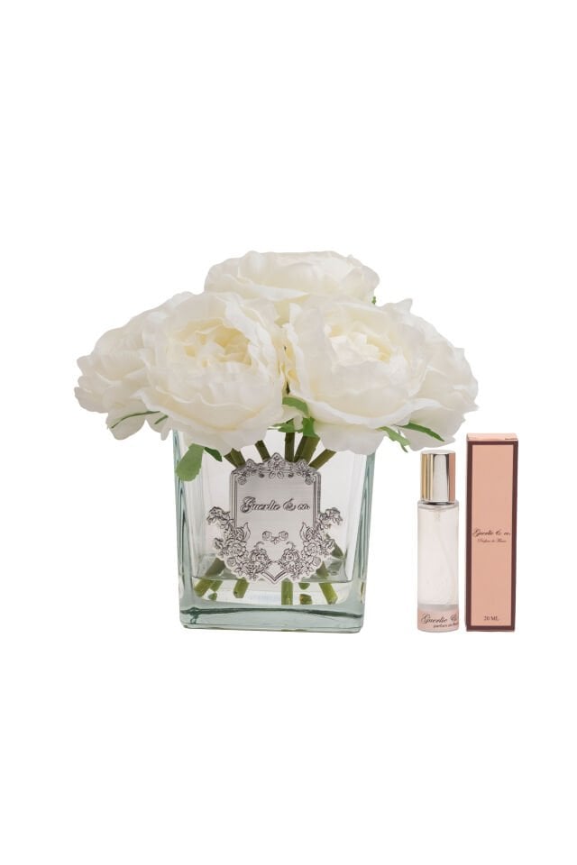 Guerlie&co. Krem 7 li Şakayık Kare Cam Gümüş