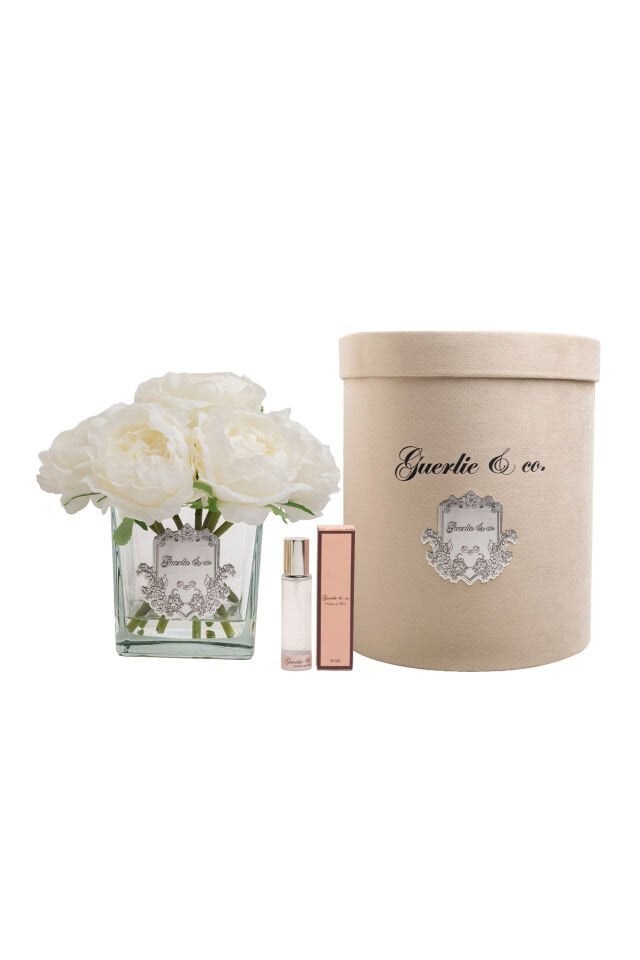 Guerlie&co. Cream 7-piece Peony Square Glass Silver