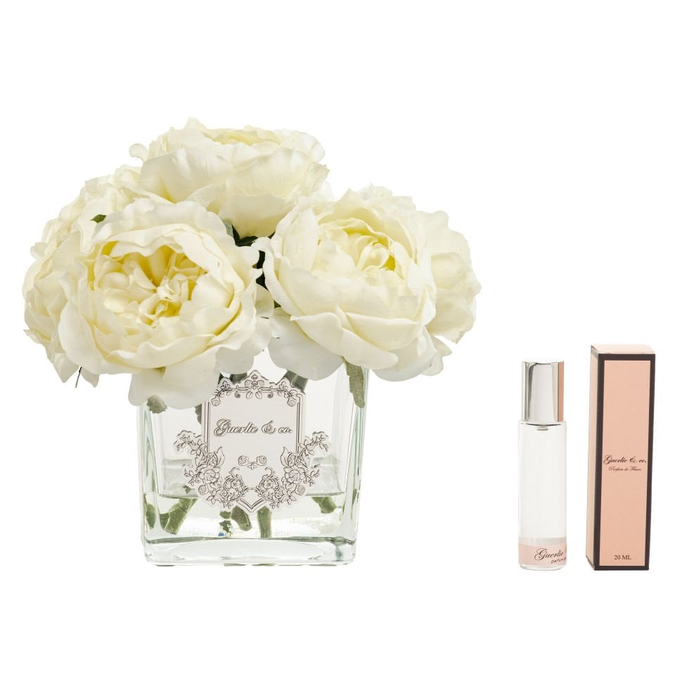 Guerlie&co. Cream 7-piece Peony Square Glass Silver