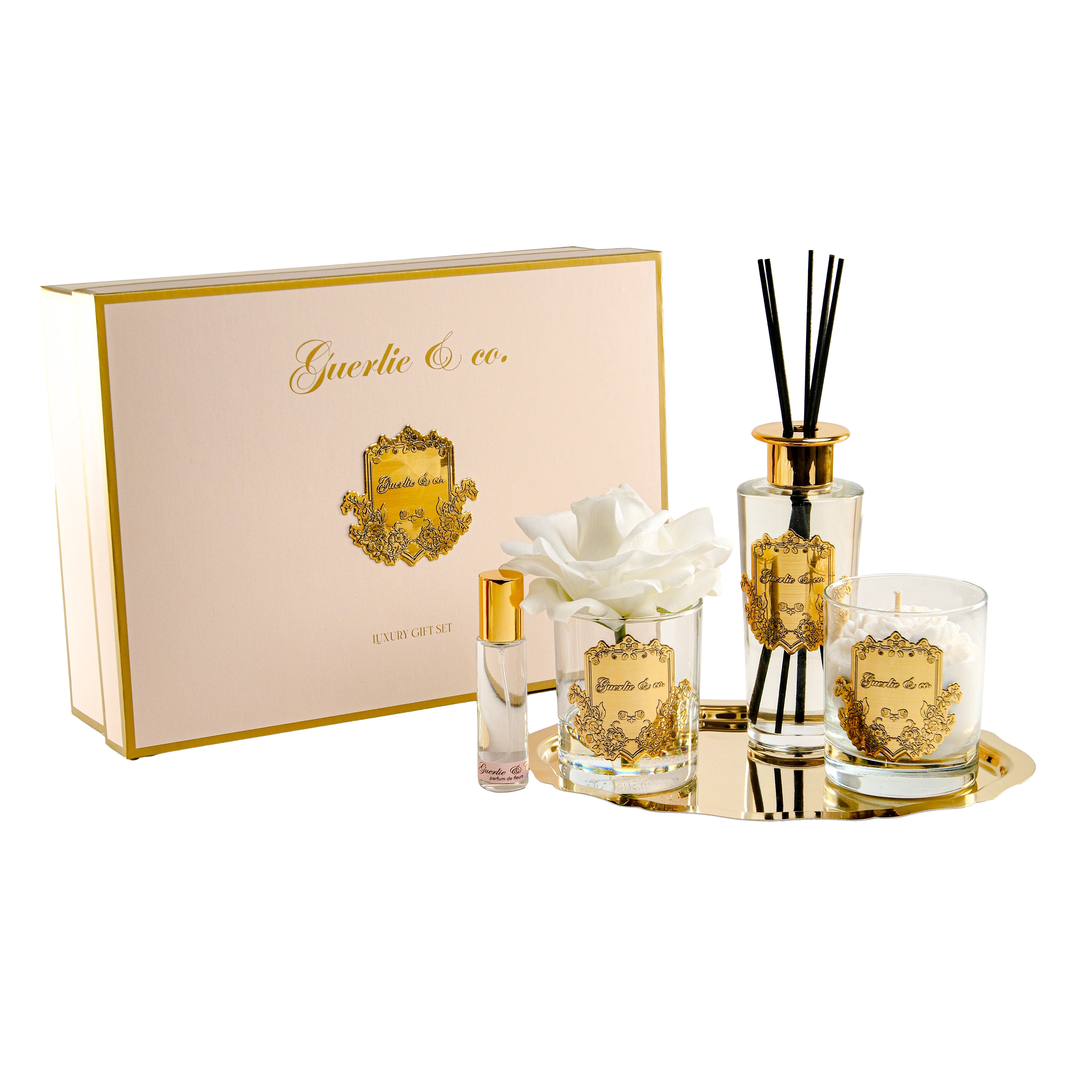 Guerlie&co. Luxury Gold Set Beyaz Gül