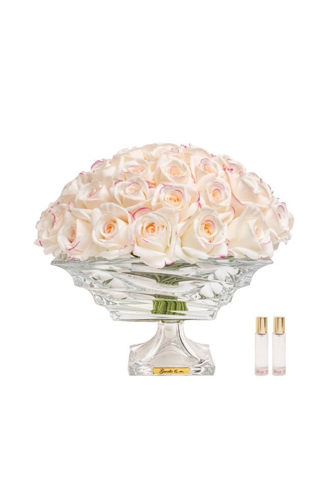 Guerlie&co. Krem Pembe 49 Tomurcuk Gül Kristal Cam