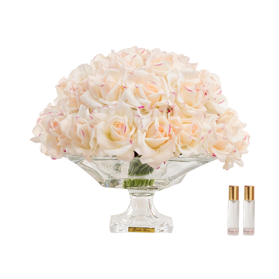 Guerlie&co. Krem Pembe 35 İri Gül Kristal Cam