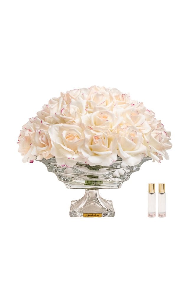 Guerlie&co. Krem Pembe 35 İri Gül Kristal Cam