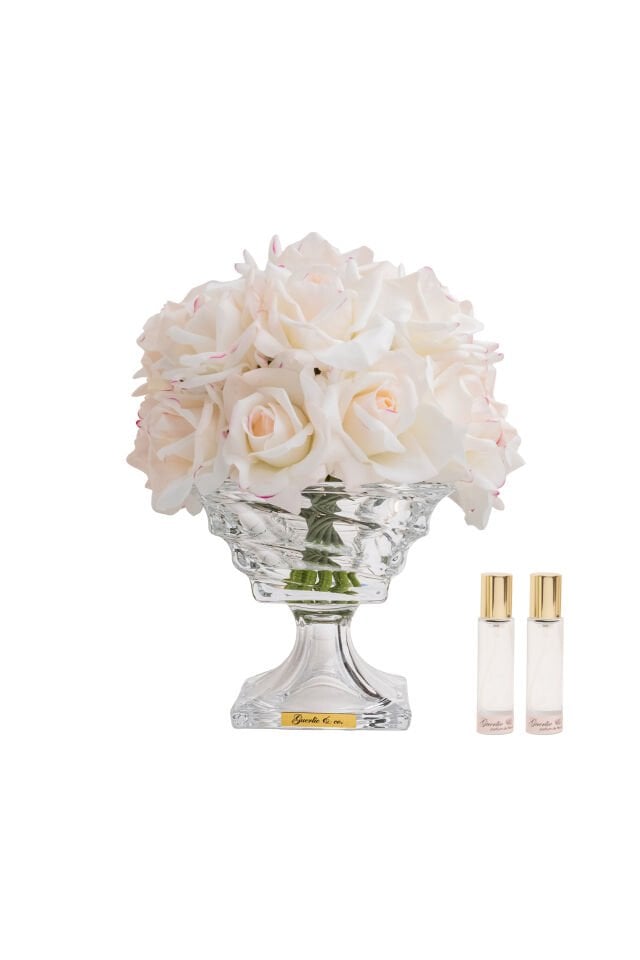 Guerlie&co. Krem Pembe 19 İri Gül Kristal Cam