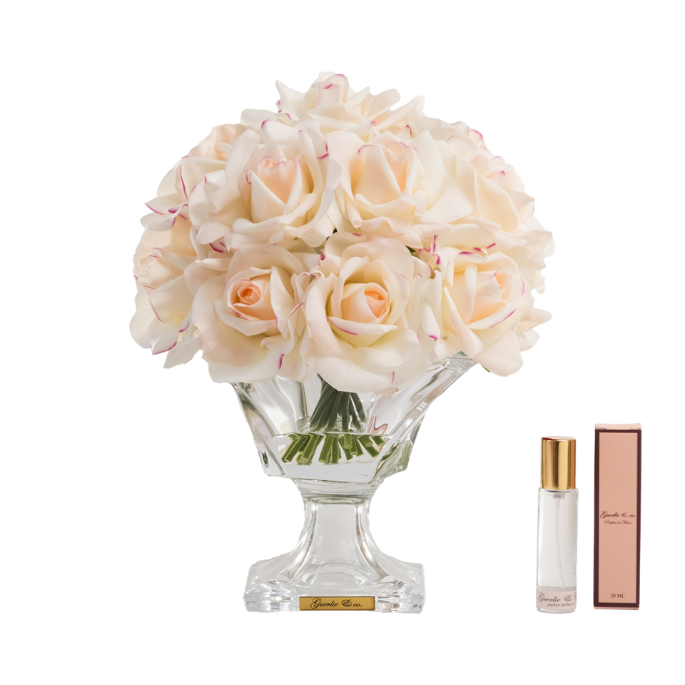 Guerlie&co. Krem Pembe 19 İri Gül Kristal Cam