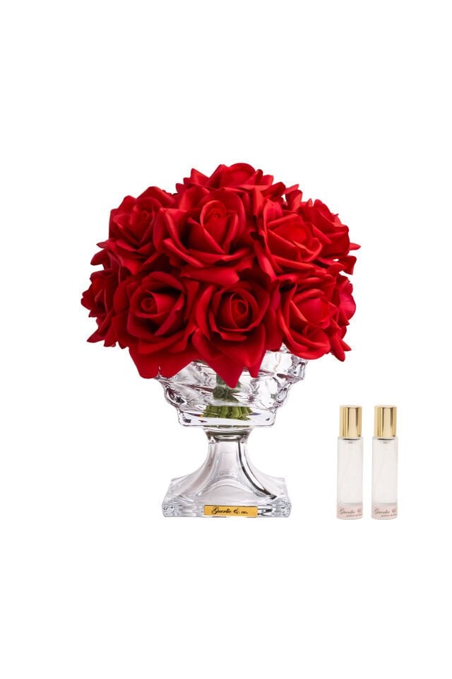 Guerlie&co. Kırmızı 19 İri Gül Kristal Cam