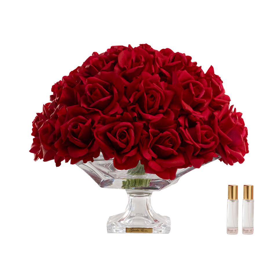 Guerlie&co. Kırmızı 35 İri Gül Kristal Cam