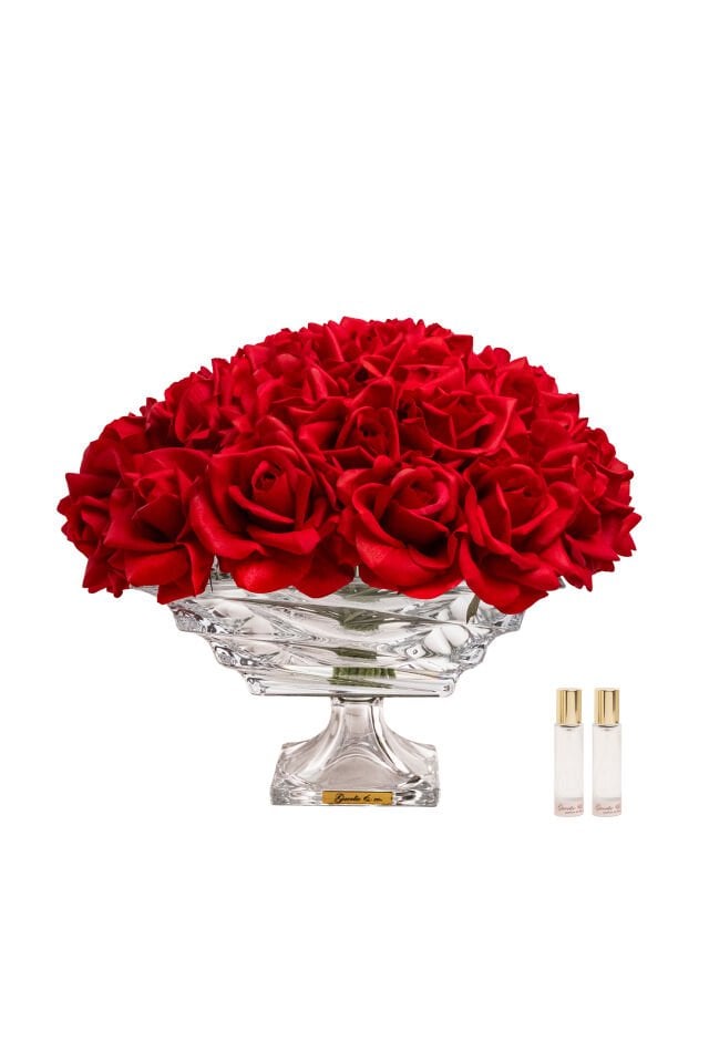 Guerlie&co. Kırmızı 35 İri Gül Kristal Cam