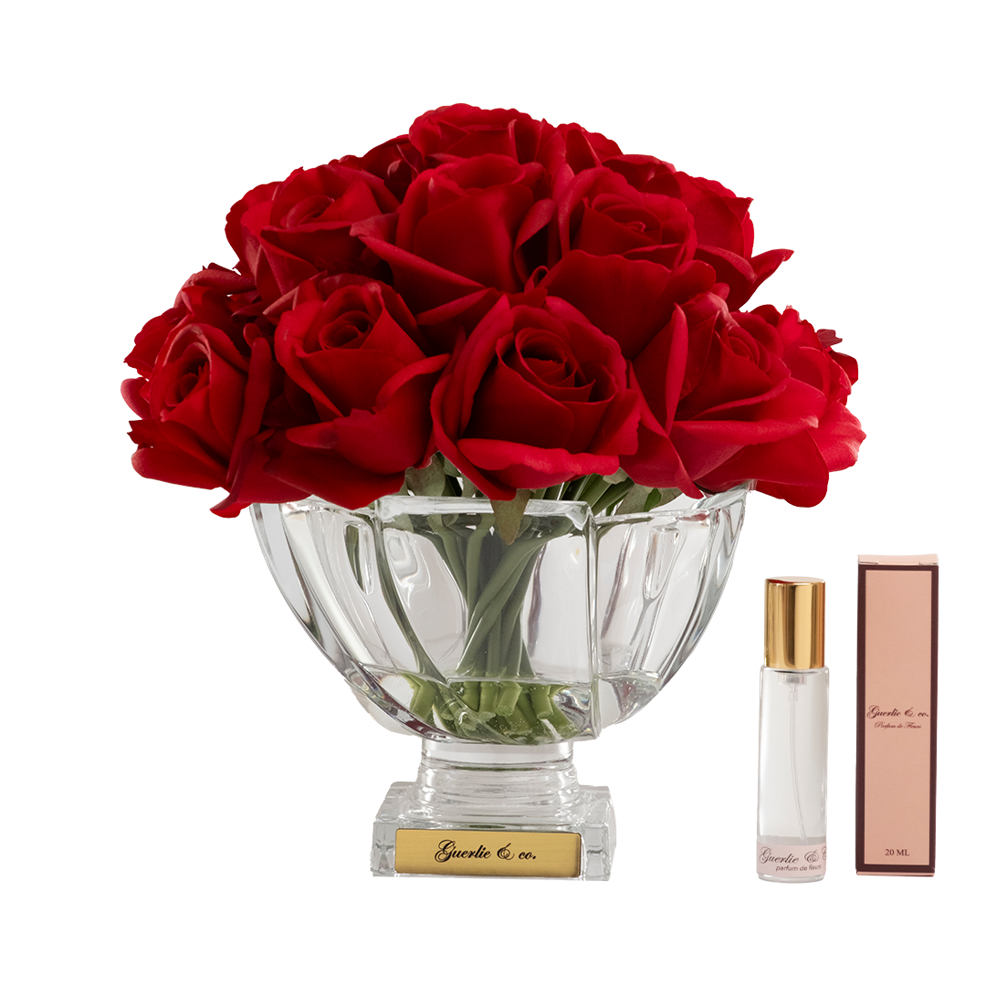 Guerlie&co. Kırmızı 21 Tomurcuk Gül Kristal Cam