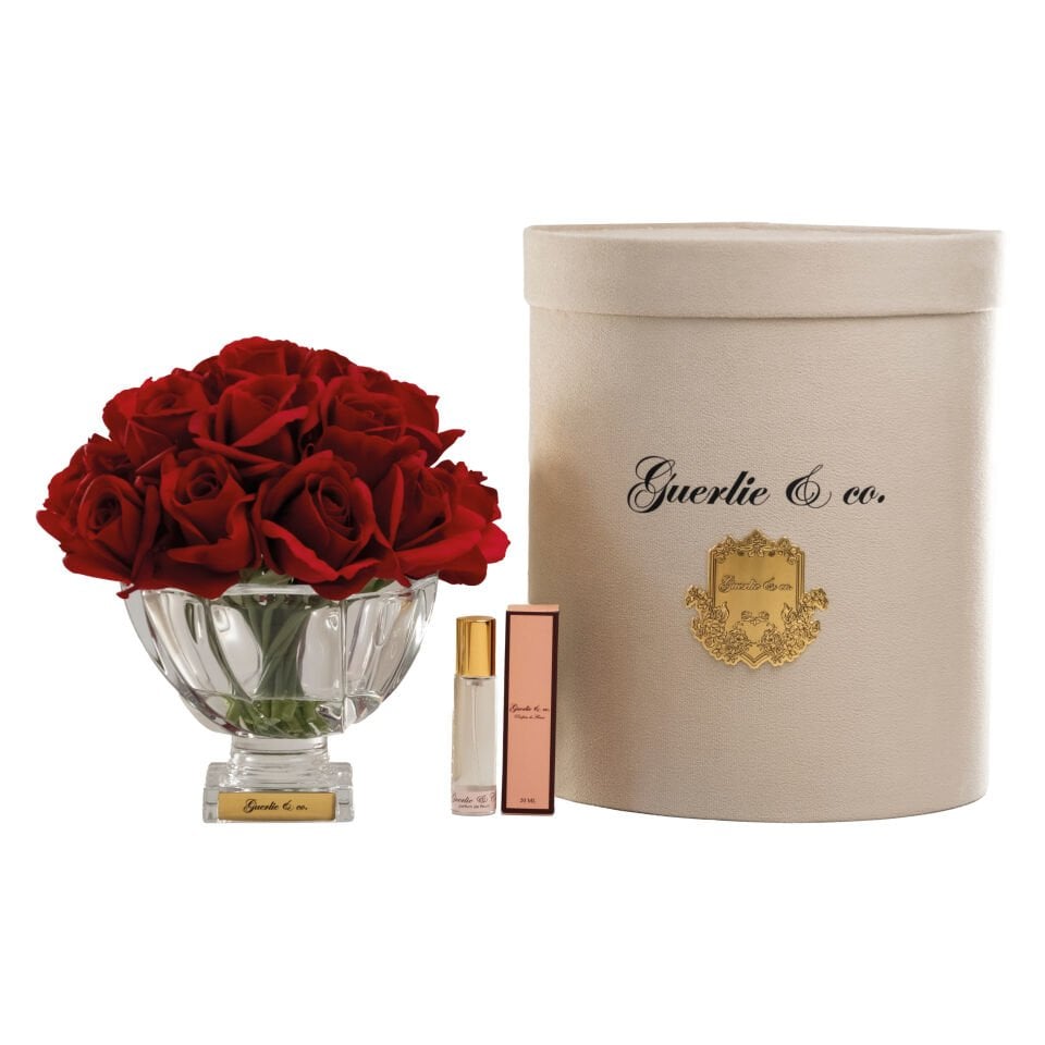 Guerlie&co. Kırmızı 21 Tomurcuk Gül Kristal Cam