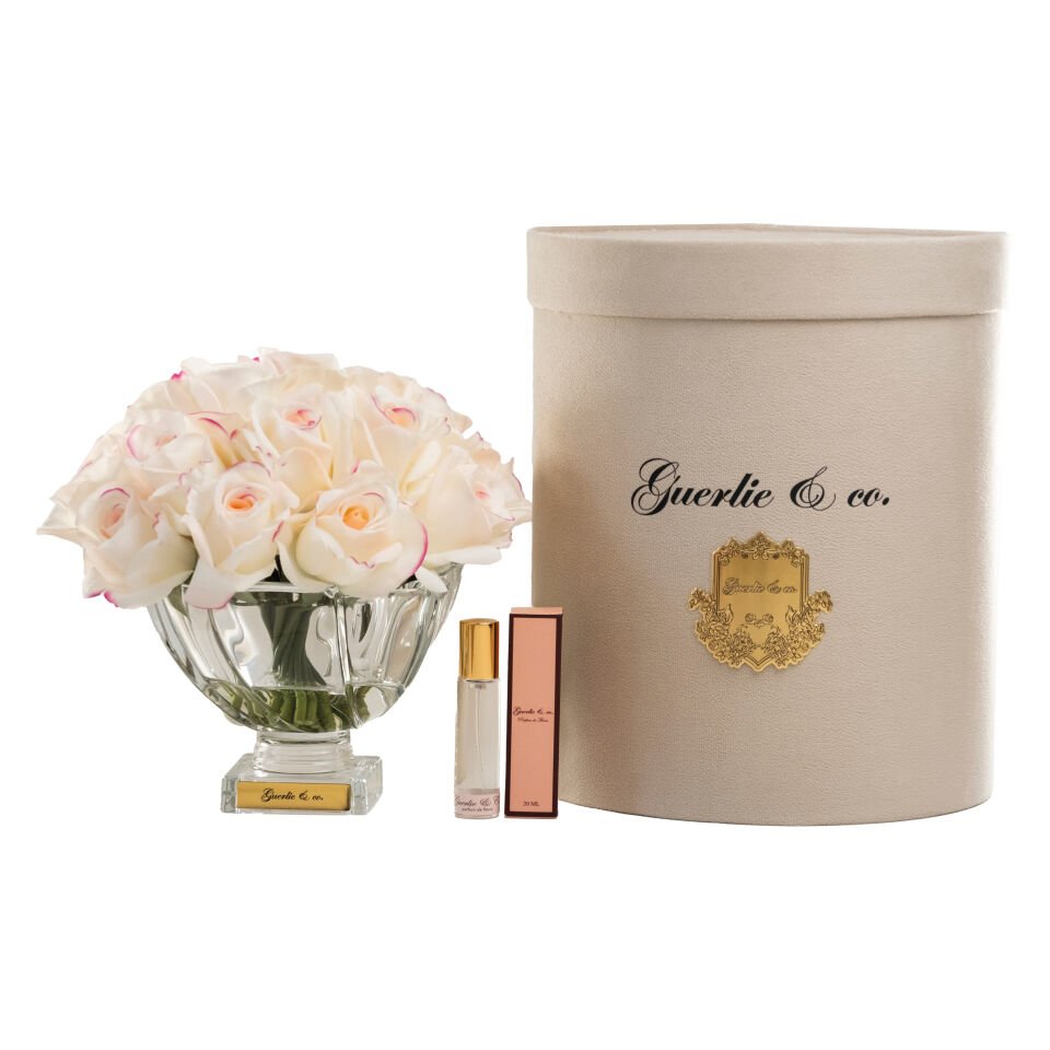 Guerlie&co. Krem Pembe 21 Tomurcuk Gül Kristal Cam