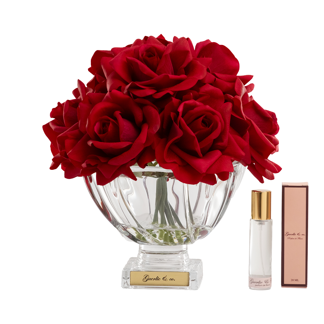Guerlie&co. Kırmızı 10 İri Gül Kristal Cam