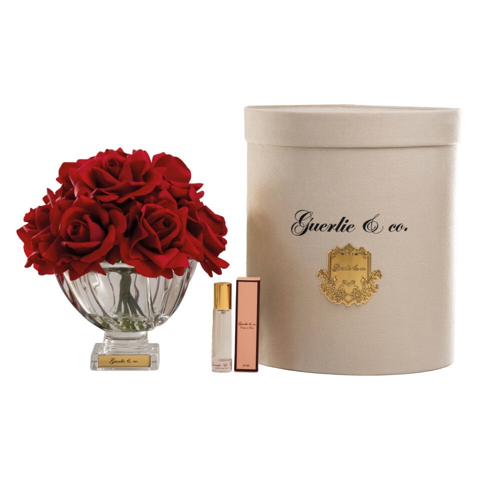 Guerlie&co. Kırmızı 10 İri Gül Kristal Cam