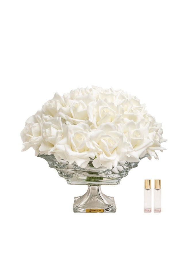 Guerlie&co. Beyaz 35 İri Gül Kristal Cam