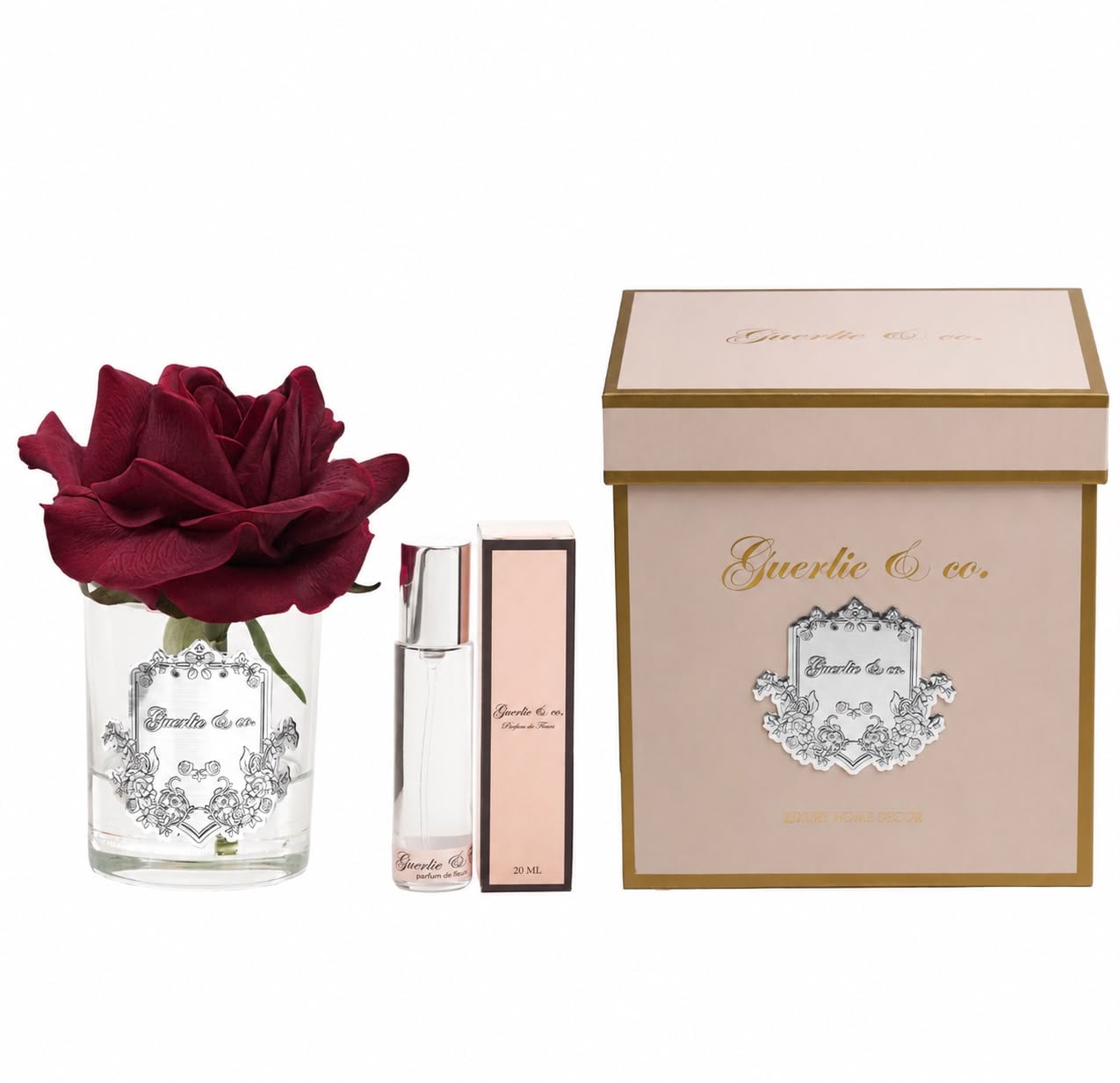 Guerlie&co. Koyu Bordo Tek Gül Gümüş