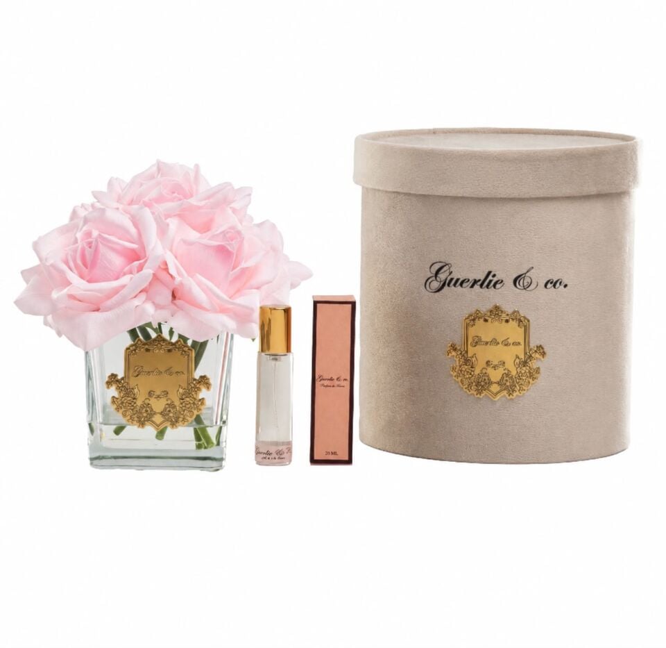 Guerlie&co. Soft Pembe 5 Gül Kare Cam Gold